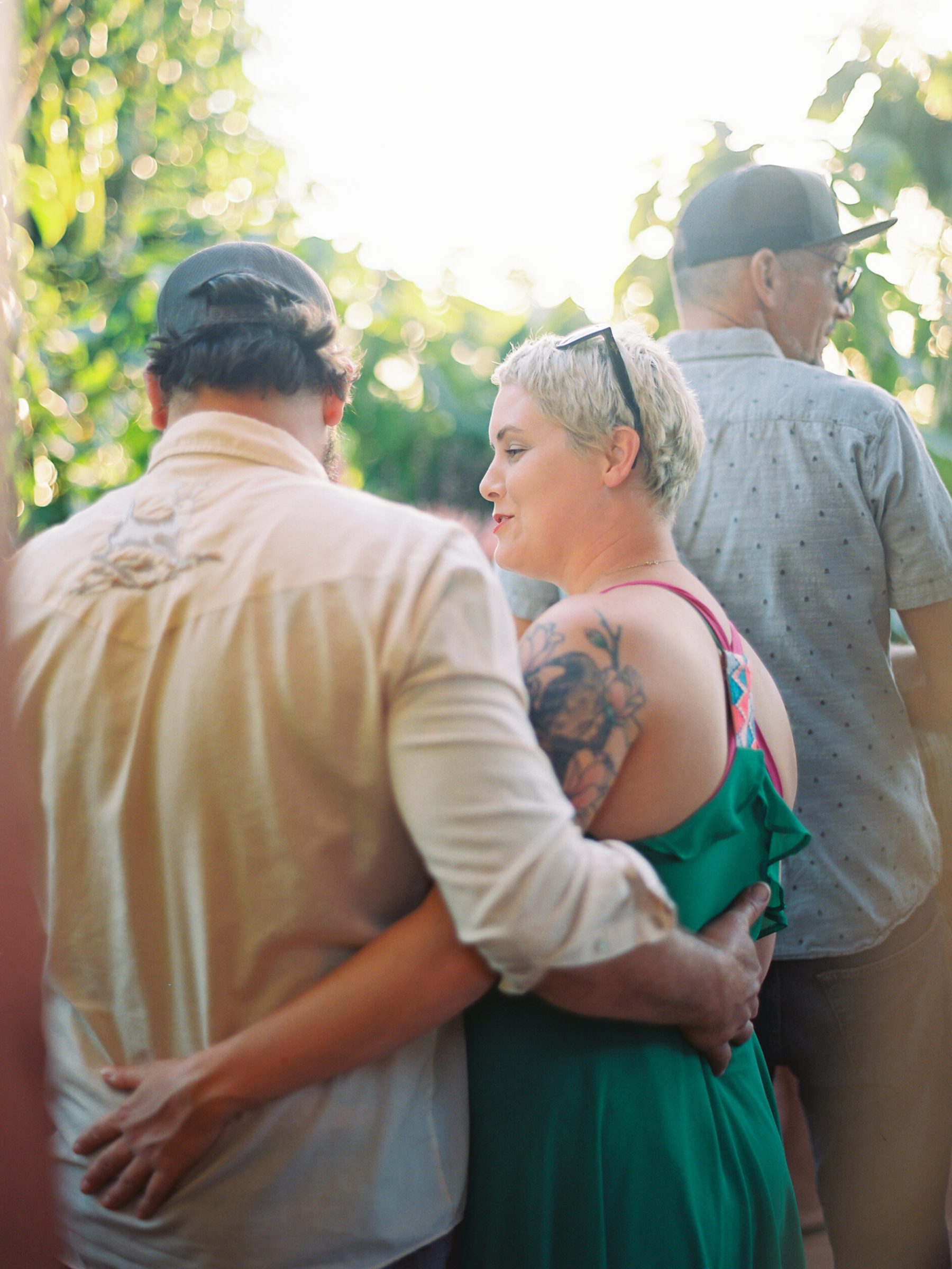 a group of people standing next to a person