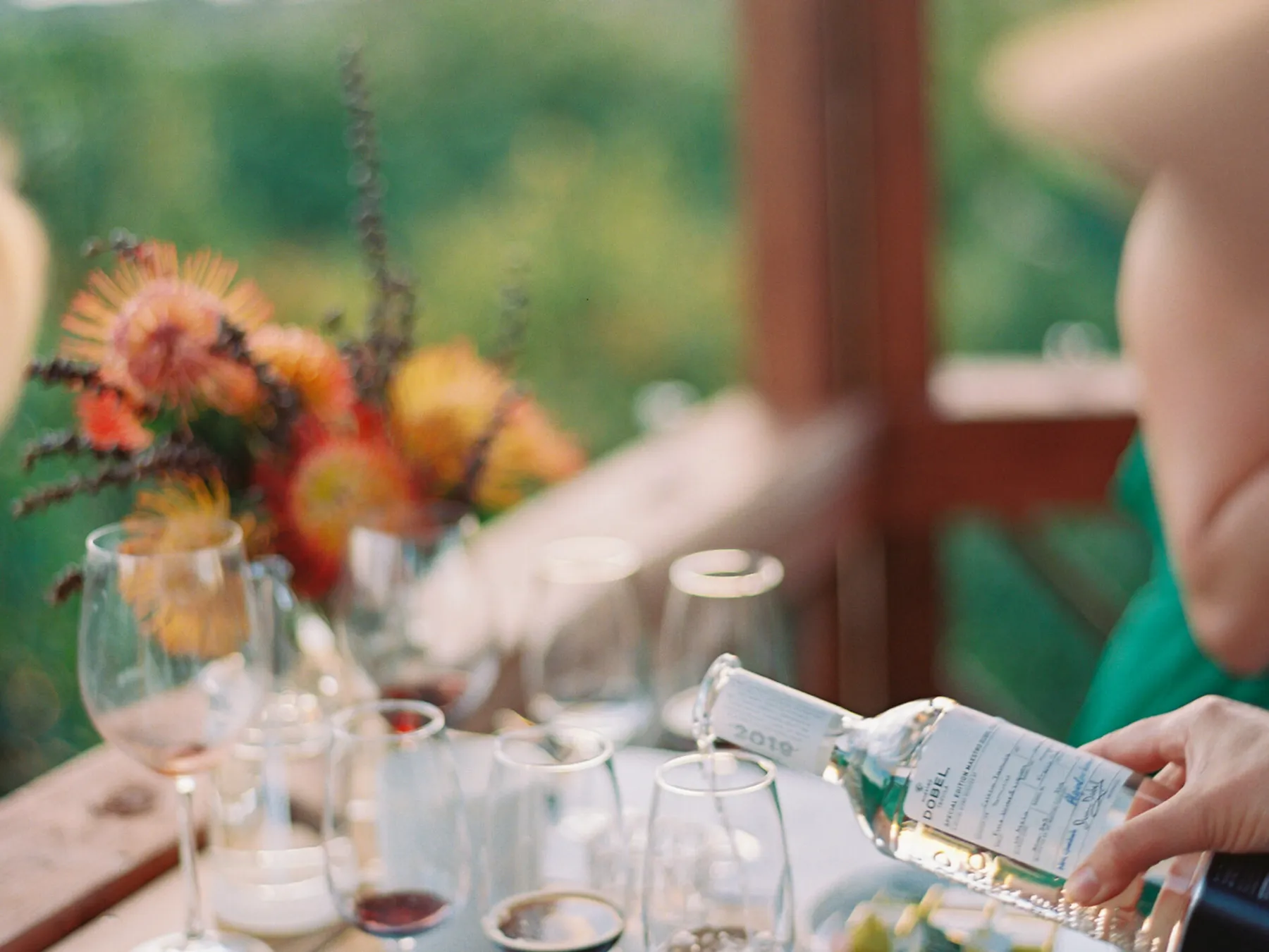 a woman sitting at a table